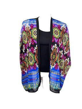 COLORFUL ANGIE SHEER BOHO OPEN FRONT CARDI - MEDIUM